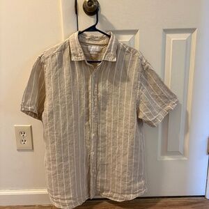 Porter & Ash Men's XL Linen Short Sleeve Shirt, Tan